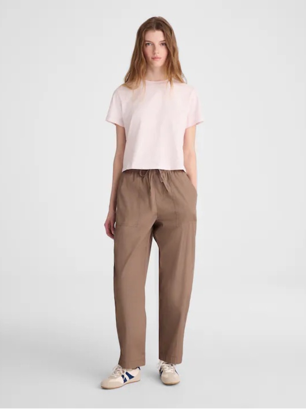 Madewell Pull On Barrel Leg Utility Pants Poplin in Dark Drift Green Brown Large